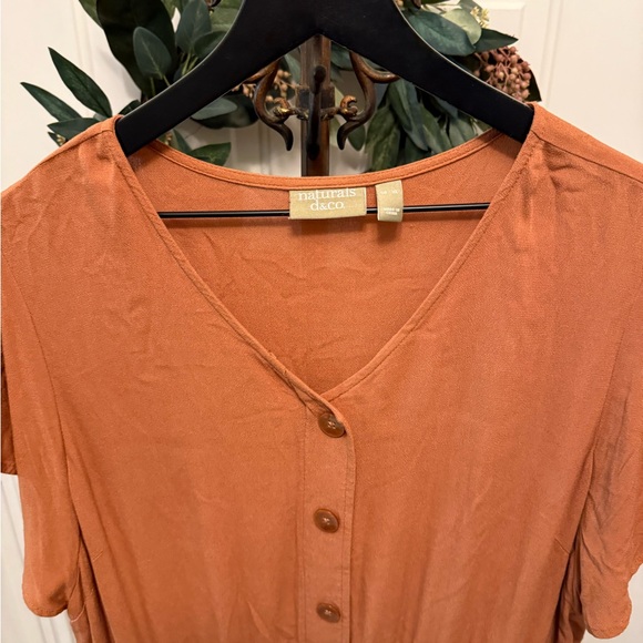 Naturals D & Co Rust Color Minimalist Lightweight Midi Dress SS XL - Picture 4 of 7